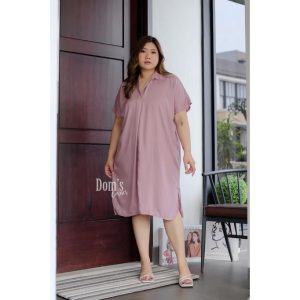 Domcorner - Basic collar dress - tunik dress - dress kerah size jumbo - dress ala korea - collar dress