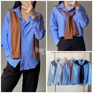 Domscorner - Hye kyo shirt - layer shirt - kemaja cardi - cardigan - kemeja kerja - baju kerja - baju kuliah - atasan korea - long sleeve shirt - kemeja lengan panjang ala korea