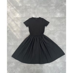 Domscorner - Eunu mini flare dress - gaun rajut kombinasi katun - formal - pesta wanita - casual party