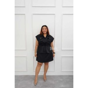 Domscorner - MIN YOUNG set - rok lipit - buttoned blouse - blazer - knit set - set rajut wanita terkini - baju kekinian - atasan rajut - o neck blouse - atasan berkancing - baju pesta wanita - set elegant